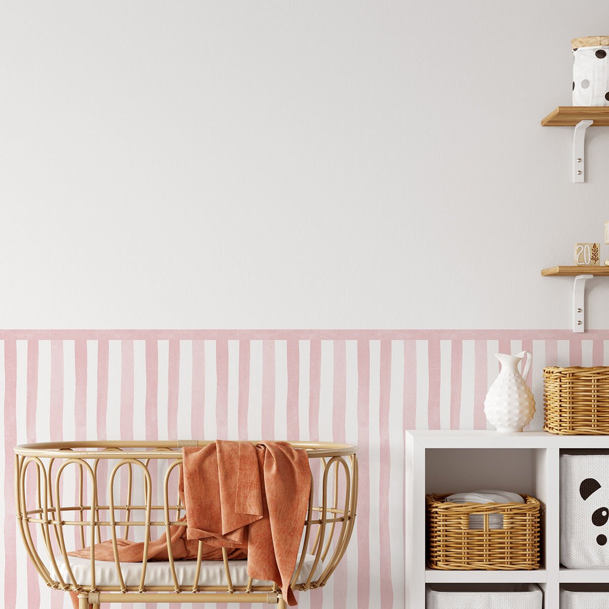 Sulu Boya Çizgiler Panel Sticker Pembe