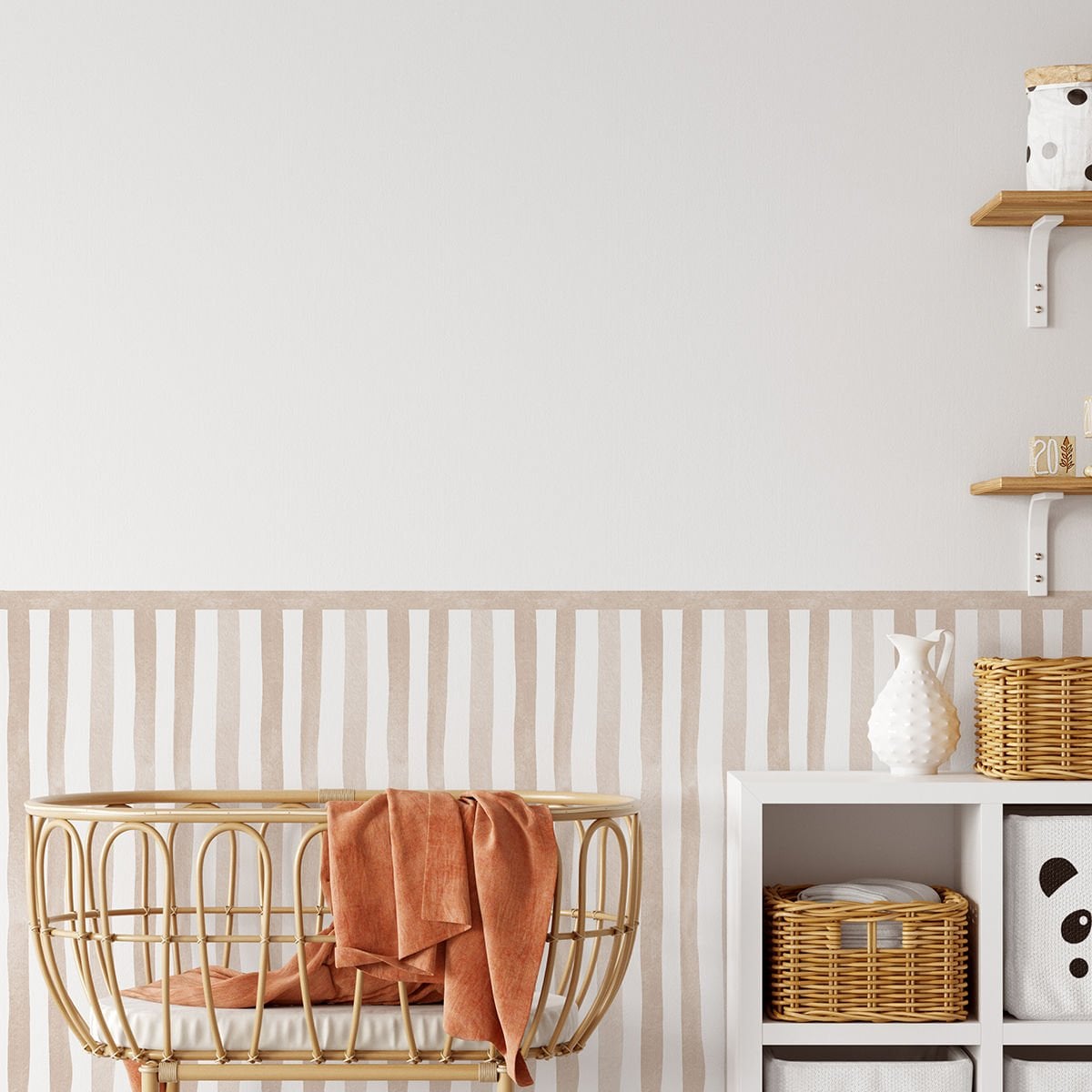 Sulu Boya Çizgiler Panel Sticker Kahverengi