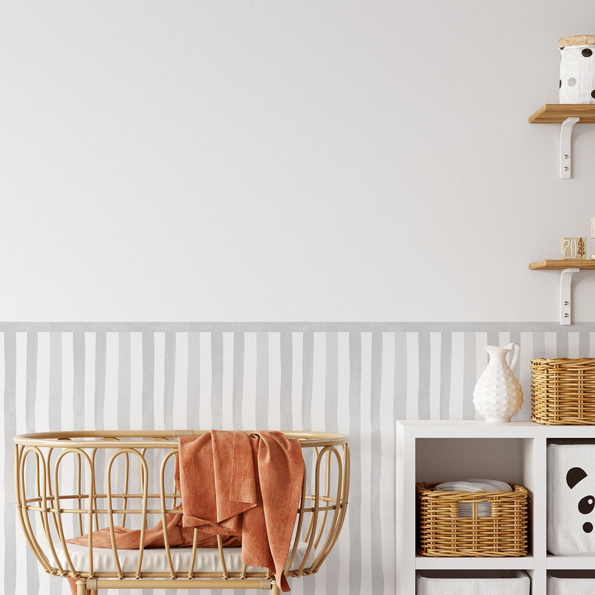 Sulu Boya Çizgiler Panel Sticker Gri