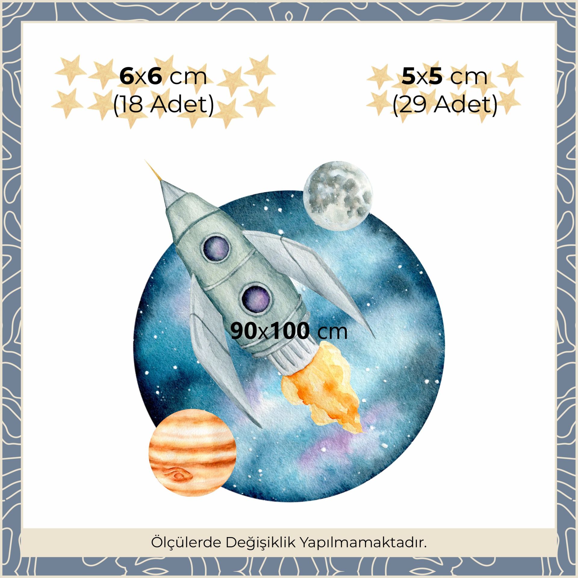 Roket ve Yıldızlar Sticker