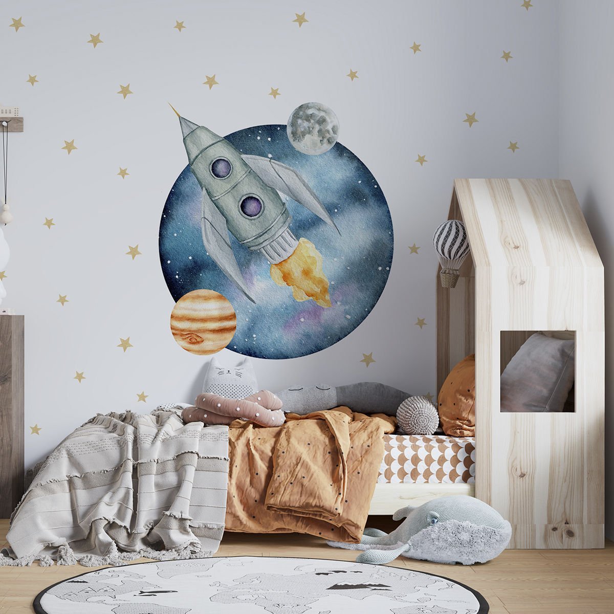 Roket ve Yıldızlar Sticker