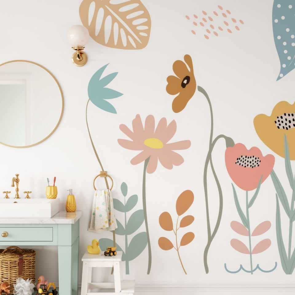 Soyut Bahar Çiçekleri - Parlak Duvar Kağıdı