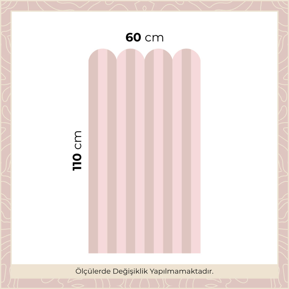 İki Renk Fırfırlı Panel Sticker 2 Gül Kurusu - Pembe