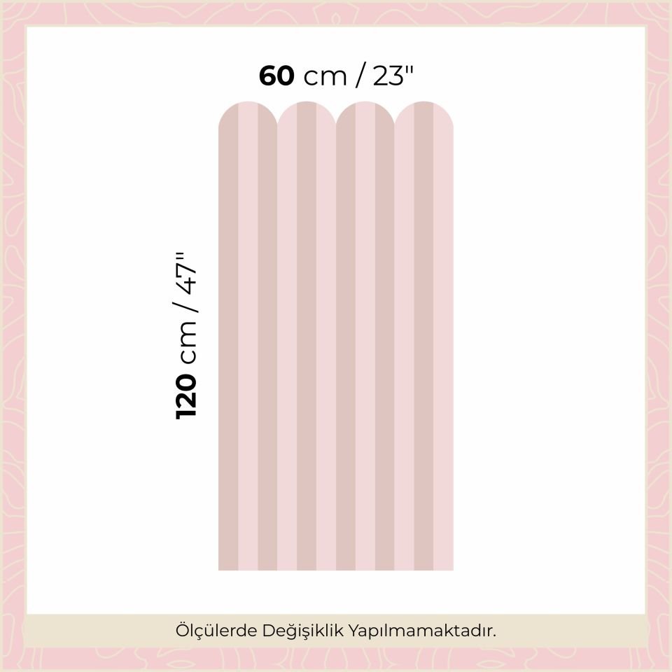 Peel & Stick İki Renk Fırfırlı Panel Sticker 2 Gül Kurusu - Pembe