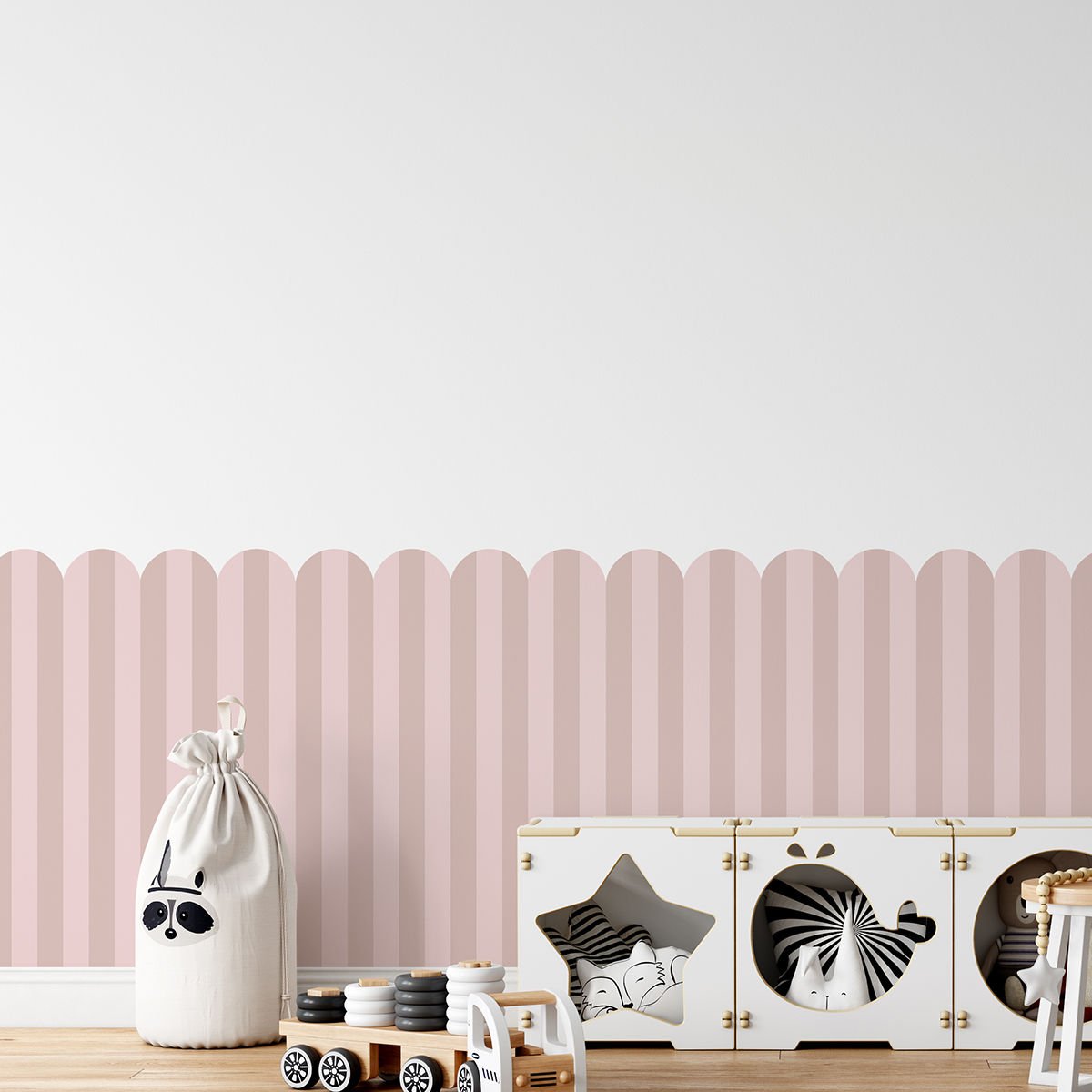 Peel & Stick İki Renk Fırfırlı Panel Sticker 2 Gül Kurusu - Pembe