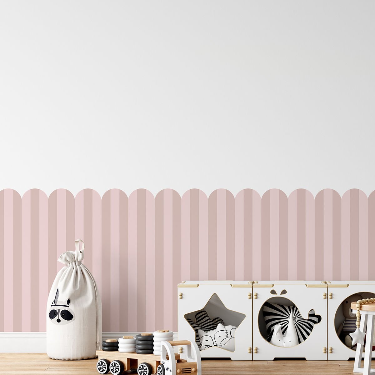 İki Renk Fırfırlı Panel Sticker 2 Gül Kurusu - Pembe