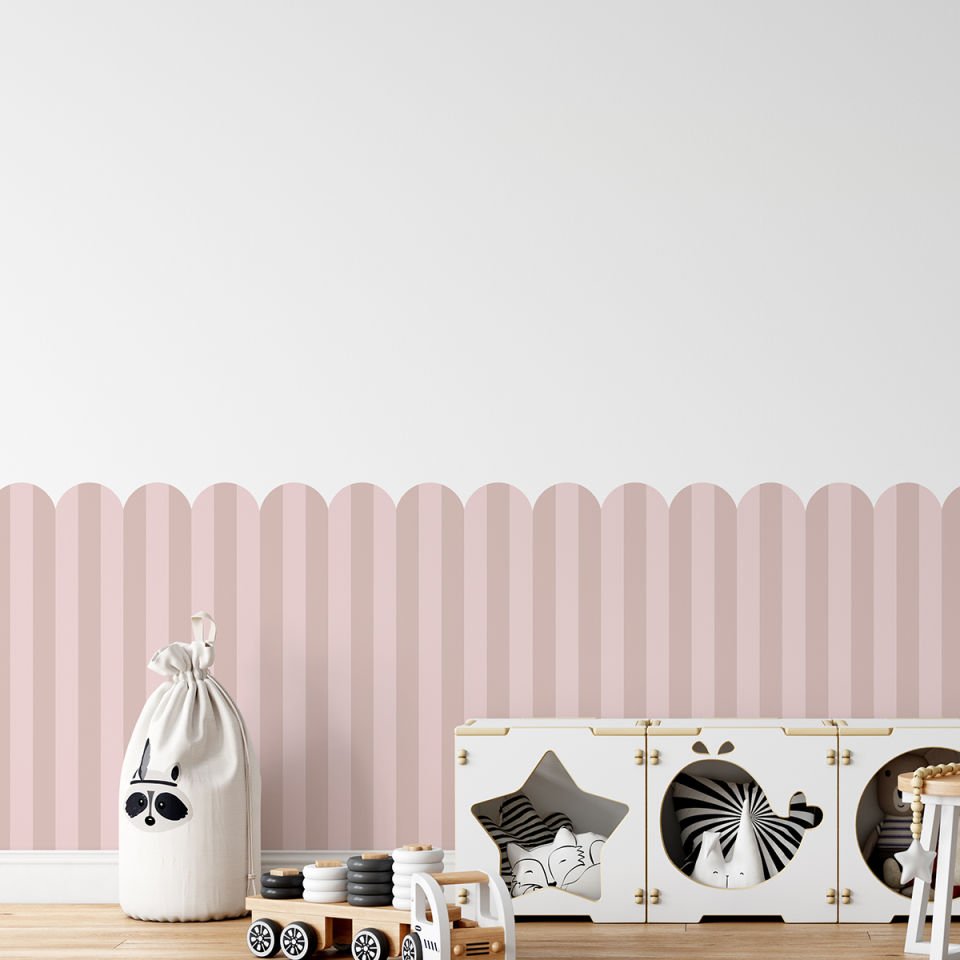 Peel & Stick İki Renk Fırfırlı Panel Sticker 2 Gül Kurusu - Pembe