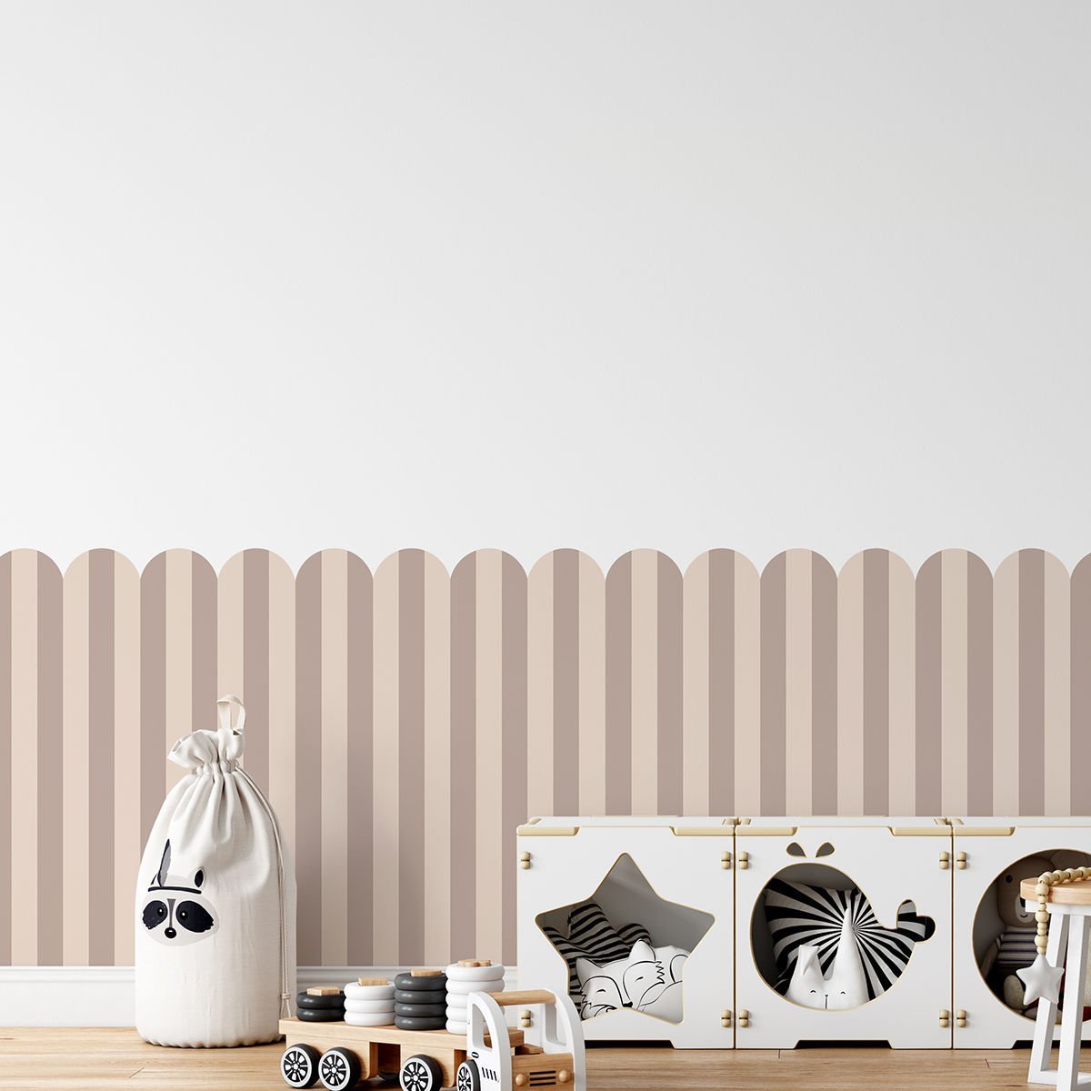 Peel & Stick İki Renk Fırfırlı Panel Sticker 2 Vizon Kahve - Kahverengi