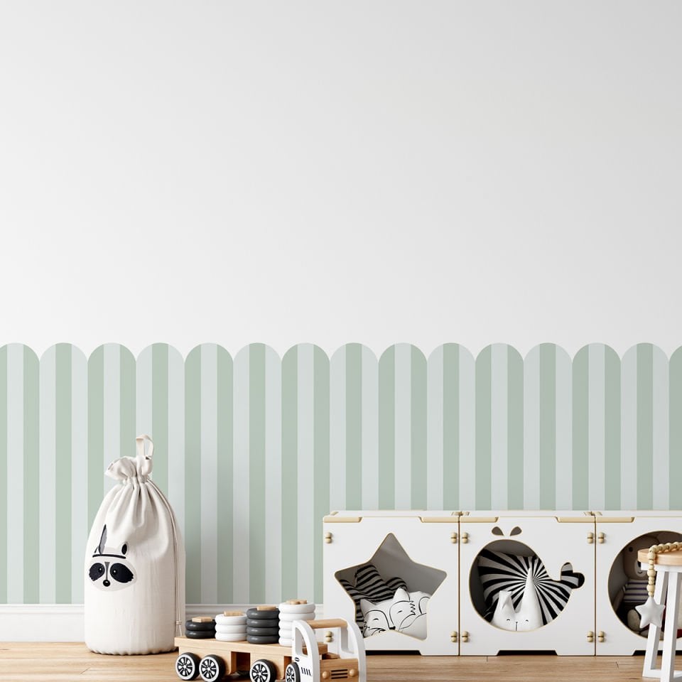 Peel & Stick İki Renk Fırfırlı Panel Sticker 2 Yeşil - Su Yeşili