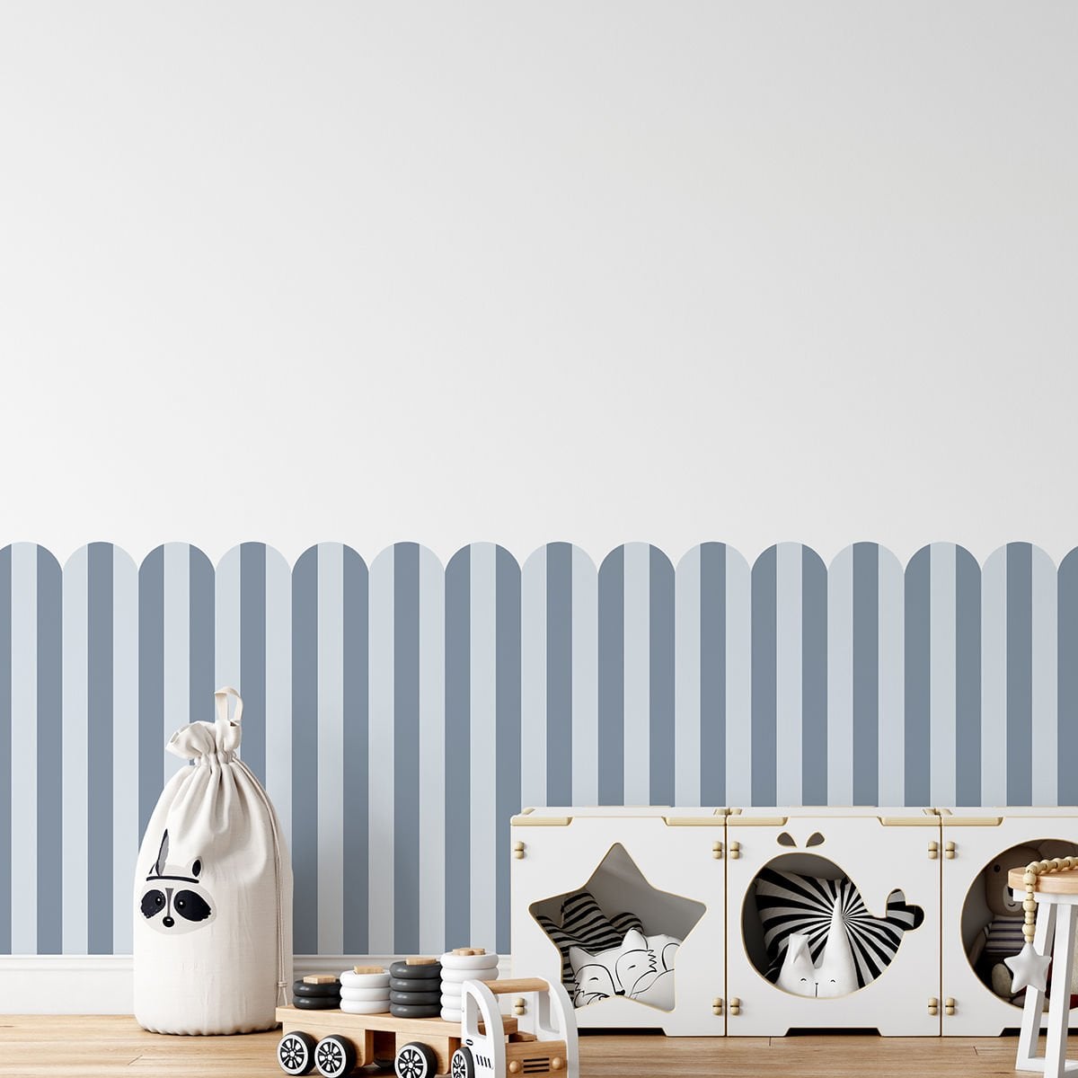 Peel & Stick İki Renk Fırfırlı Panel Sticker 2 Gece Mavi - Gökyüzü Mavisi