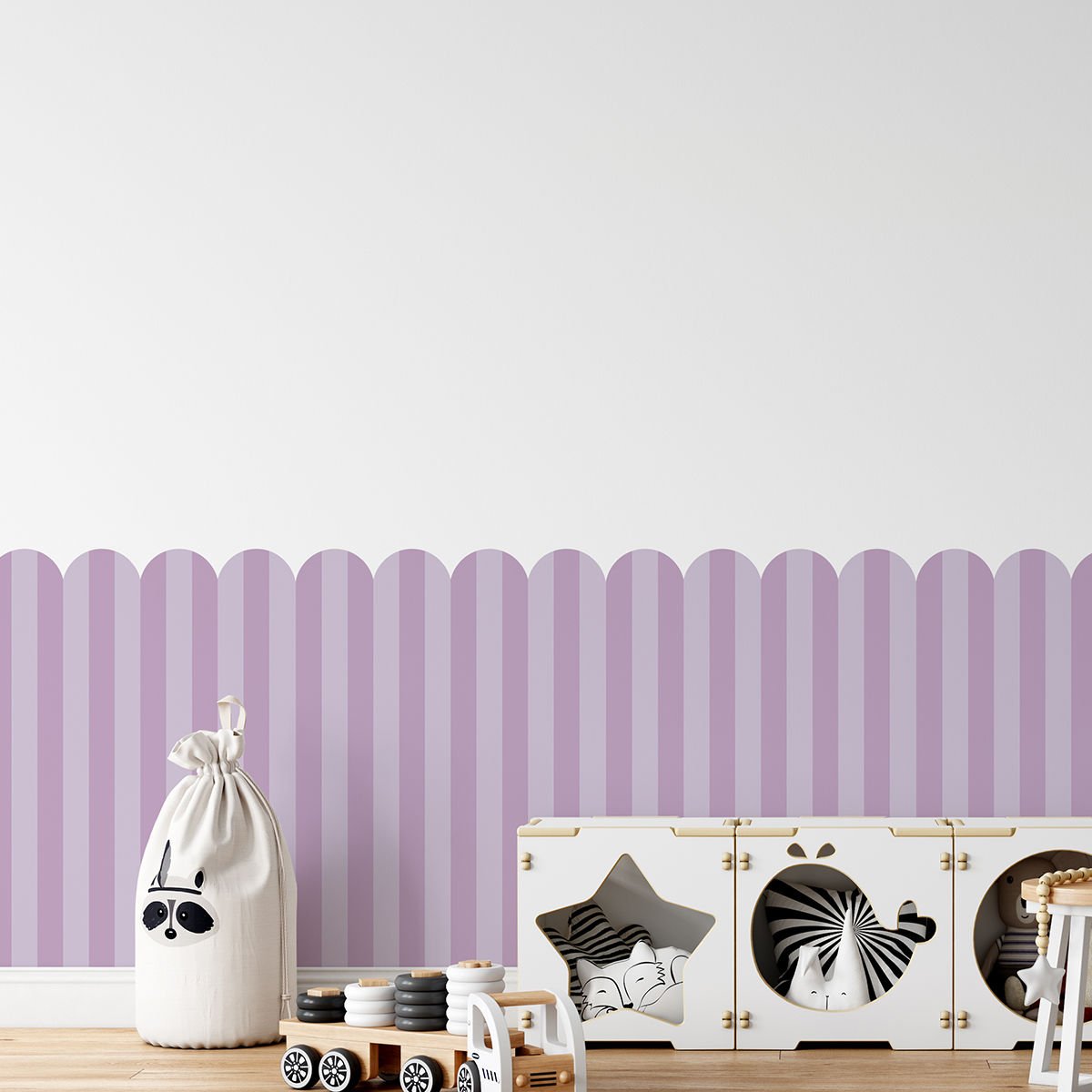 Peel & Stick İki Renk Fırfırlı Panel Sticker 2 Mor - Lila