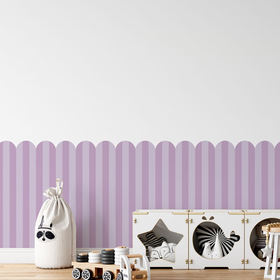 Peel & Stick İki Renk Fırfırlı Panel Sticker 2 Mor - Lila