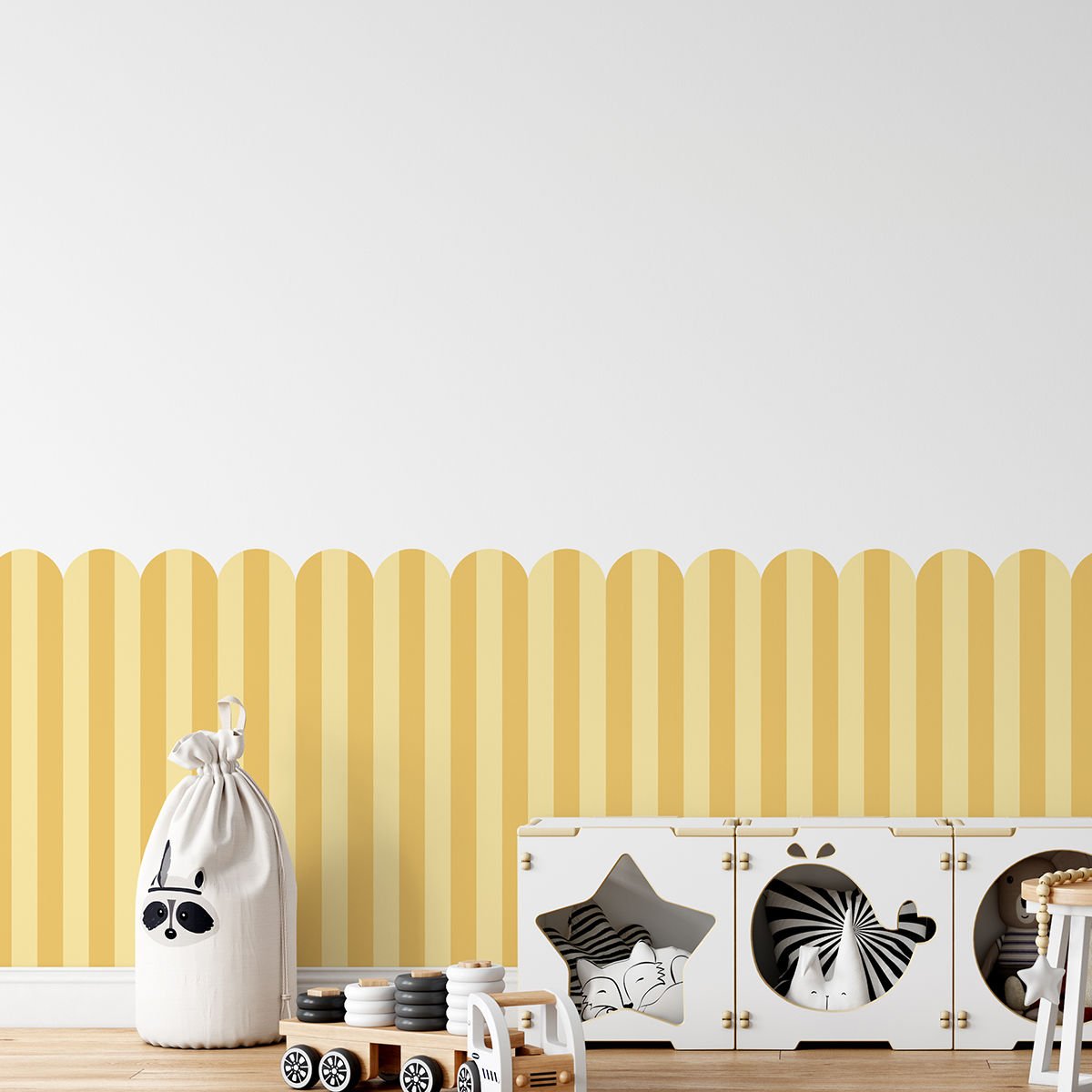 Peel & Stick İki Renk Fırfırlı Panel Sticker 2 Koyu Sarı - Açık Sarı