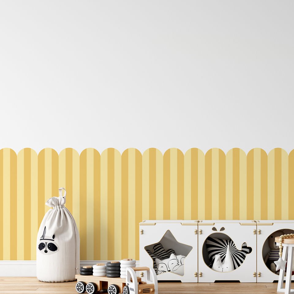 İki Renk Fırfırlı Panel Sticker 2 Koyu Sarı - Açık Sarı