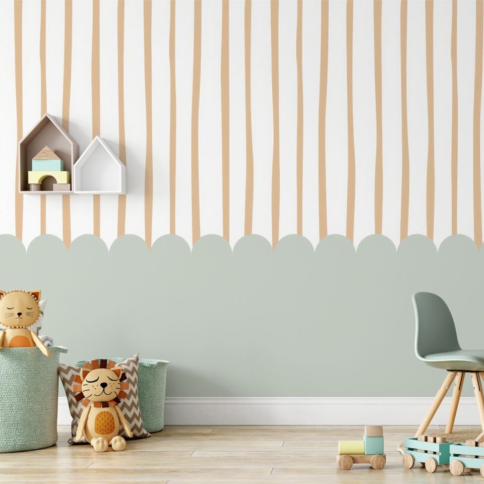 Fırfırlar ve Çizgiler Yeşil Duvar Kağıdı