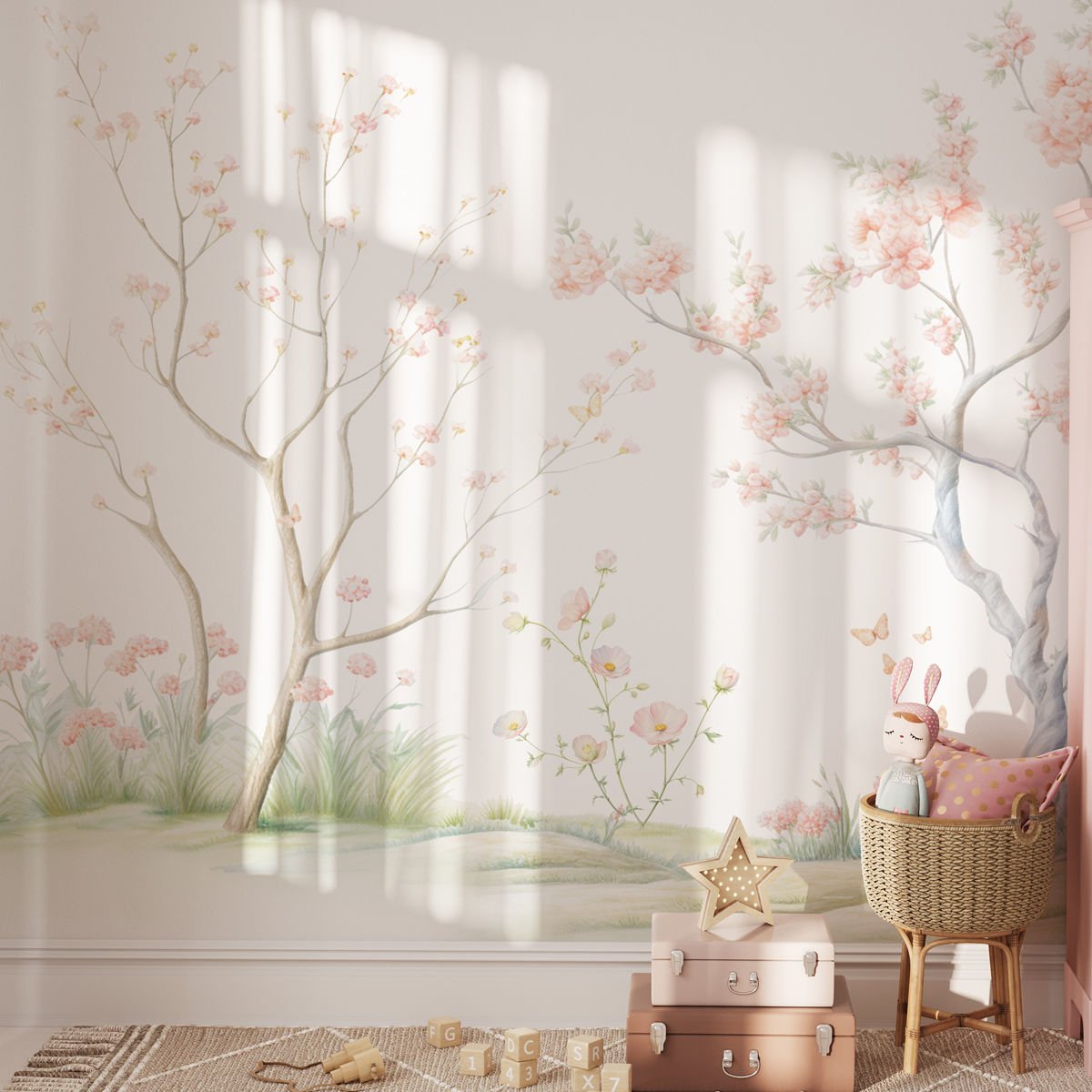 Pembe Çiçekli Ağaçlar Duvar Kağıdı