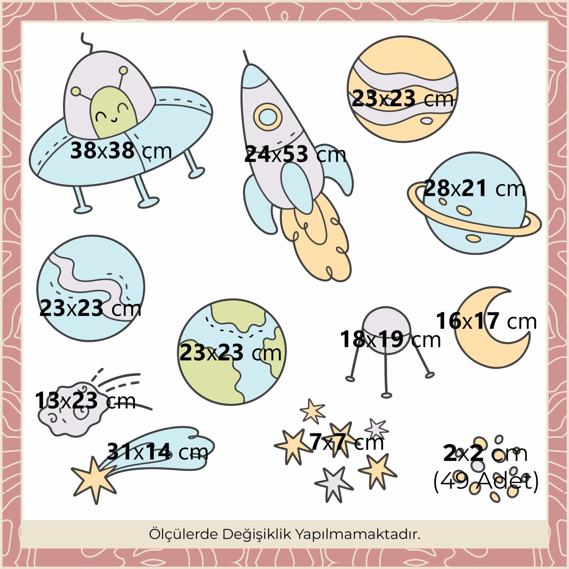 Mavi Temalı Uzay Sticker