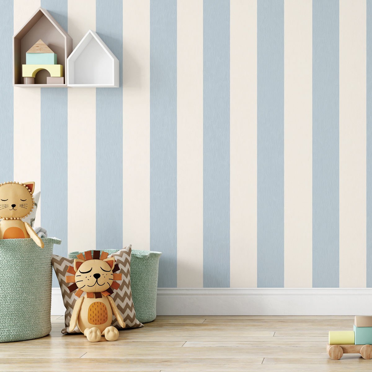 Kalın Çizgiler Mavi Duvar Kağıdı