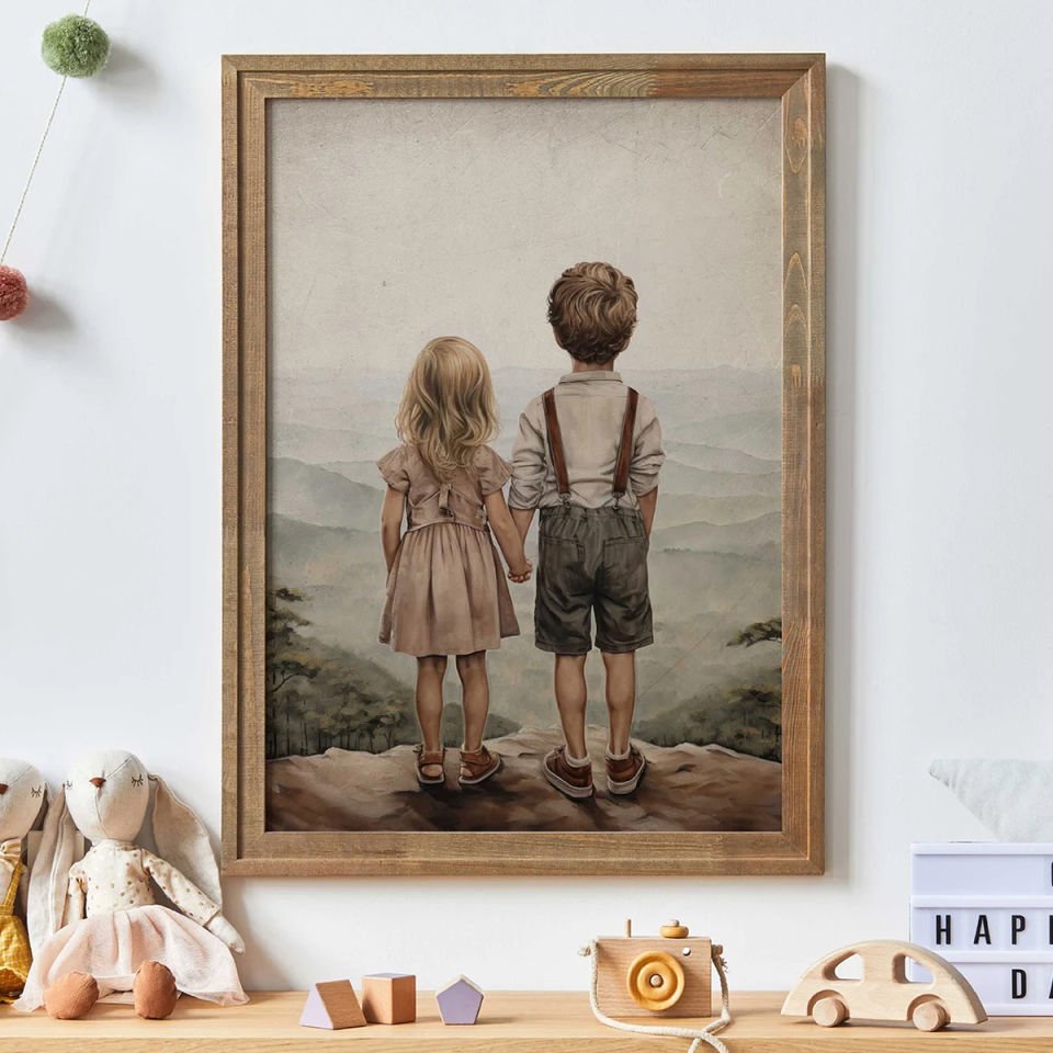 Abi Kız Kardeş Dekor Tablo 21x30 cm (A4 Ebadı) - Askılı Tablo
