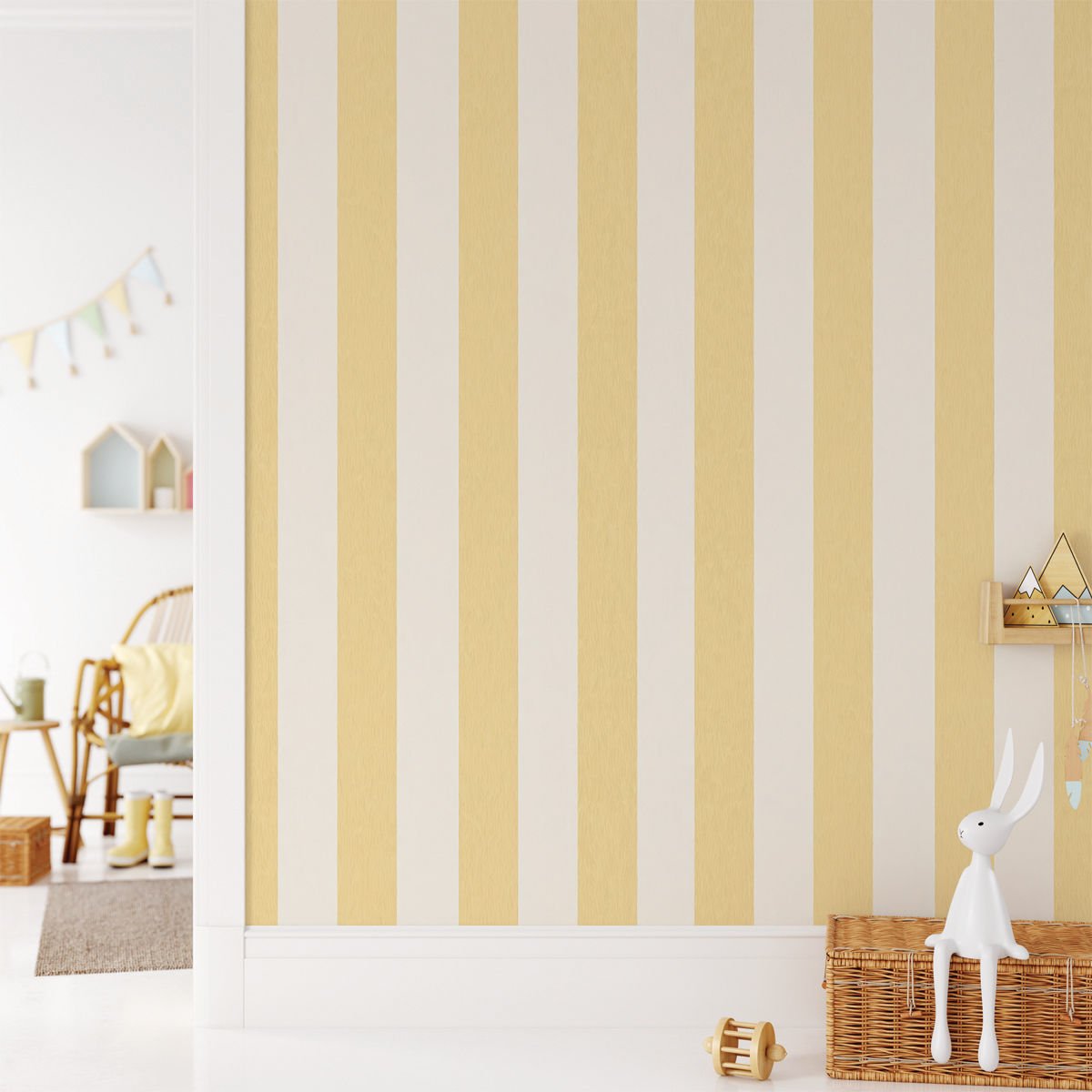 Kalın Çizgiler Sarı Duvar Kağıdı