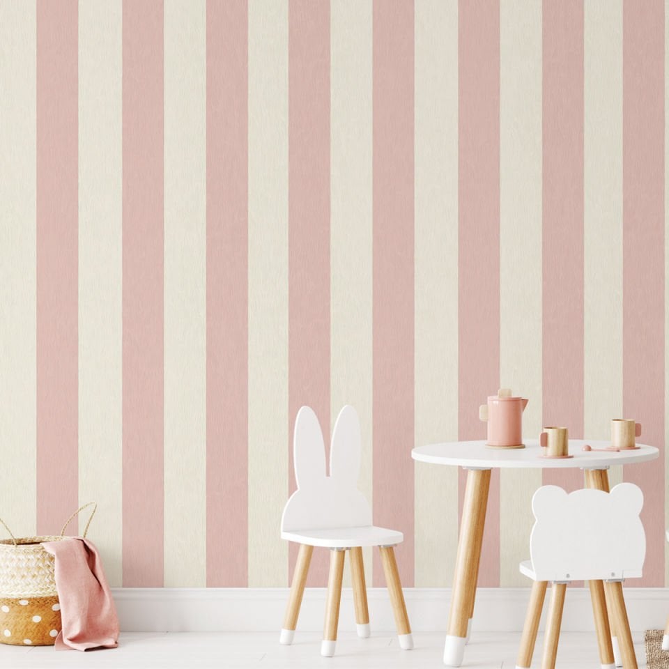 Kalın Çizgiler Pembe Duvar Kağıdı