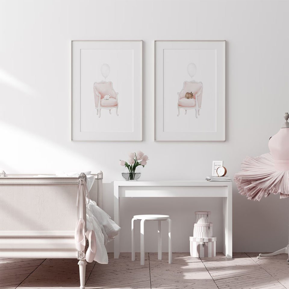 Koltukta Ceylan ve Tavşan Dekor Tablo 30x42 cm (A3 Ebadı) - Askılı Tablo