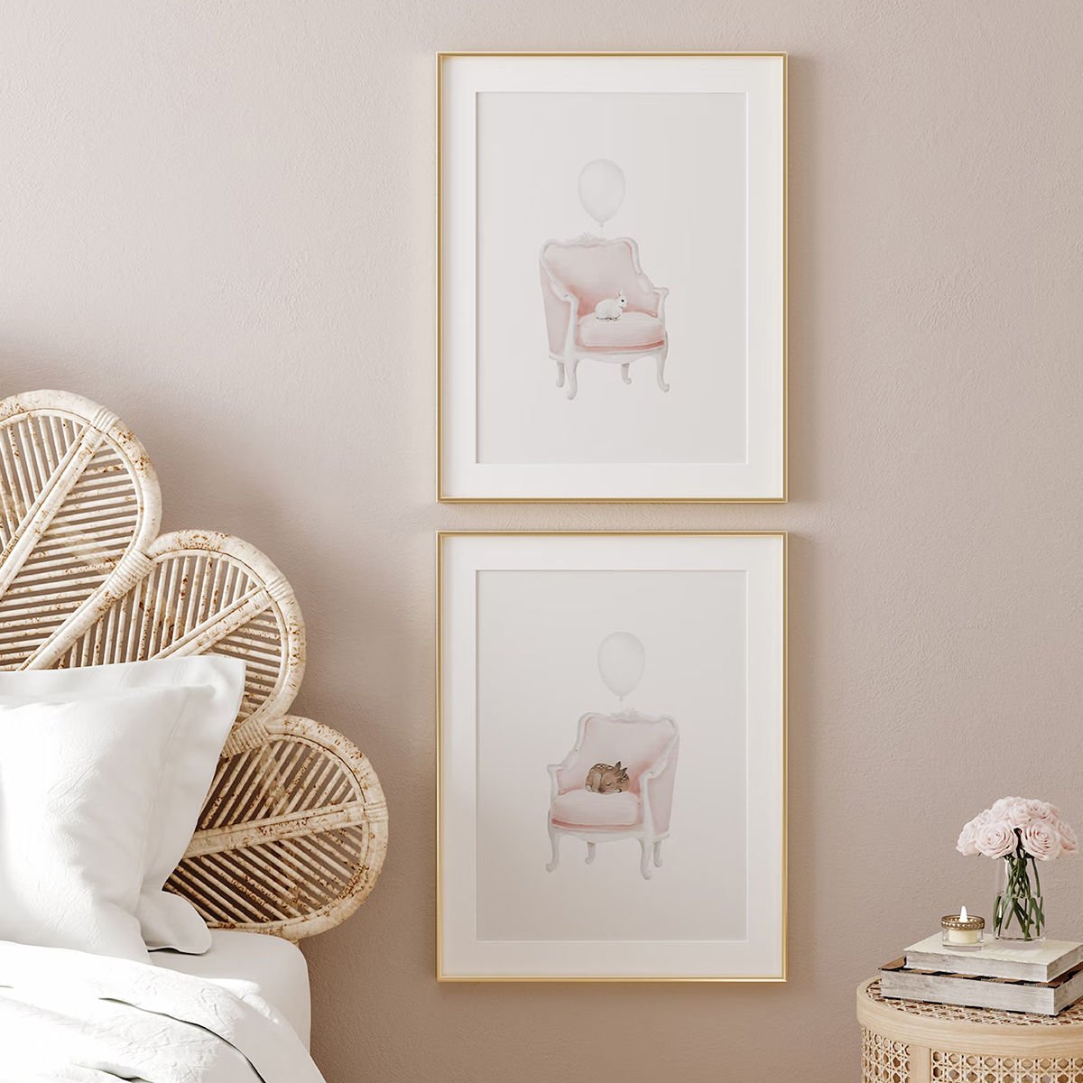 Koltukta Ceylan ve Tavşan Dekor Tablo 30x42 cm (A3 Ebadı) - Askılı Tablo