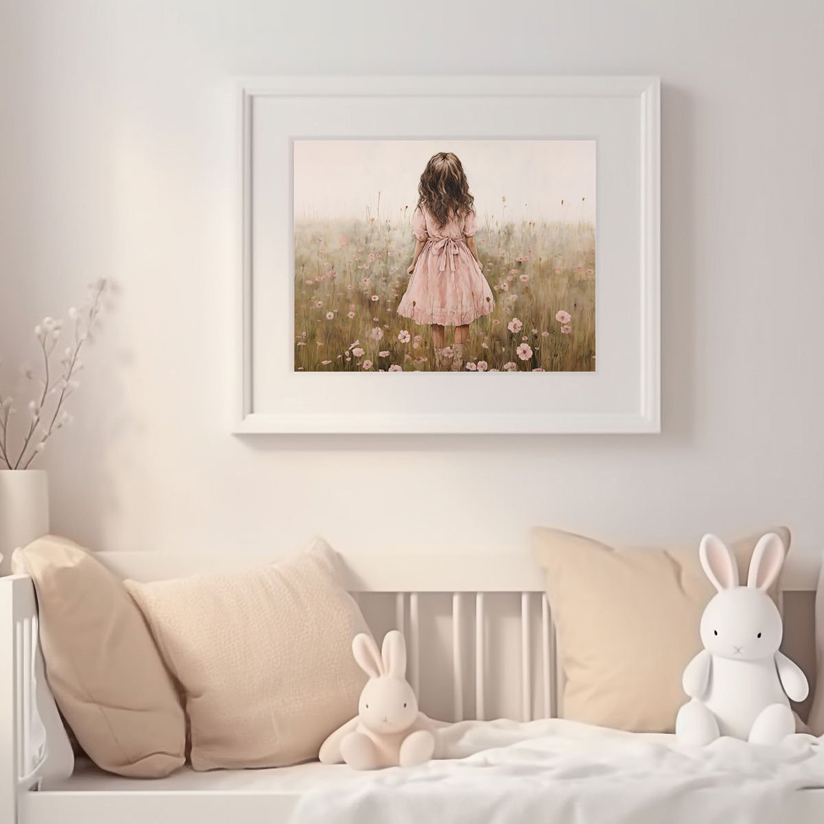 Pembe Elbiseli Kız Dekor Tablo 30x42 cm (A3 Ebadı) - Askılı Tablo