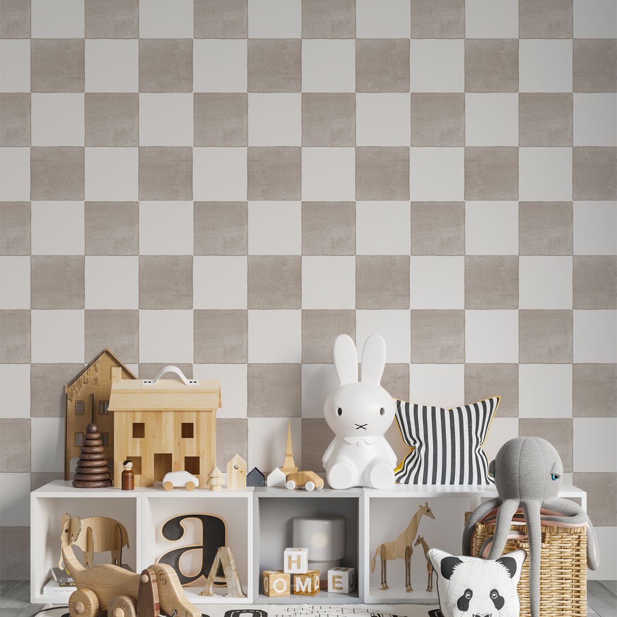 Kahverengi Damalı Desen Duvar Kağıdı