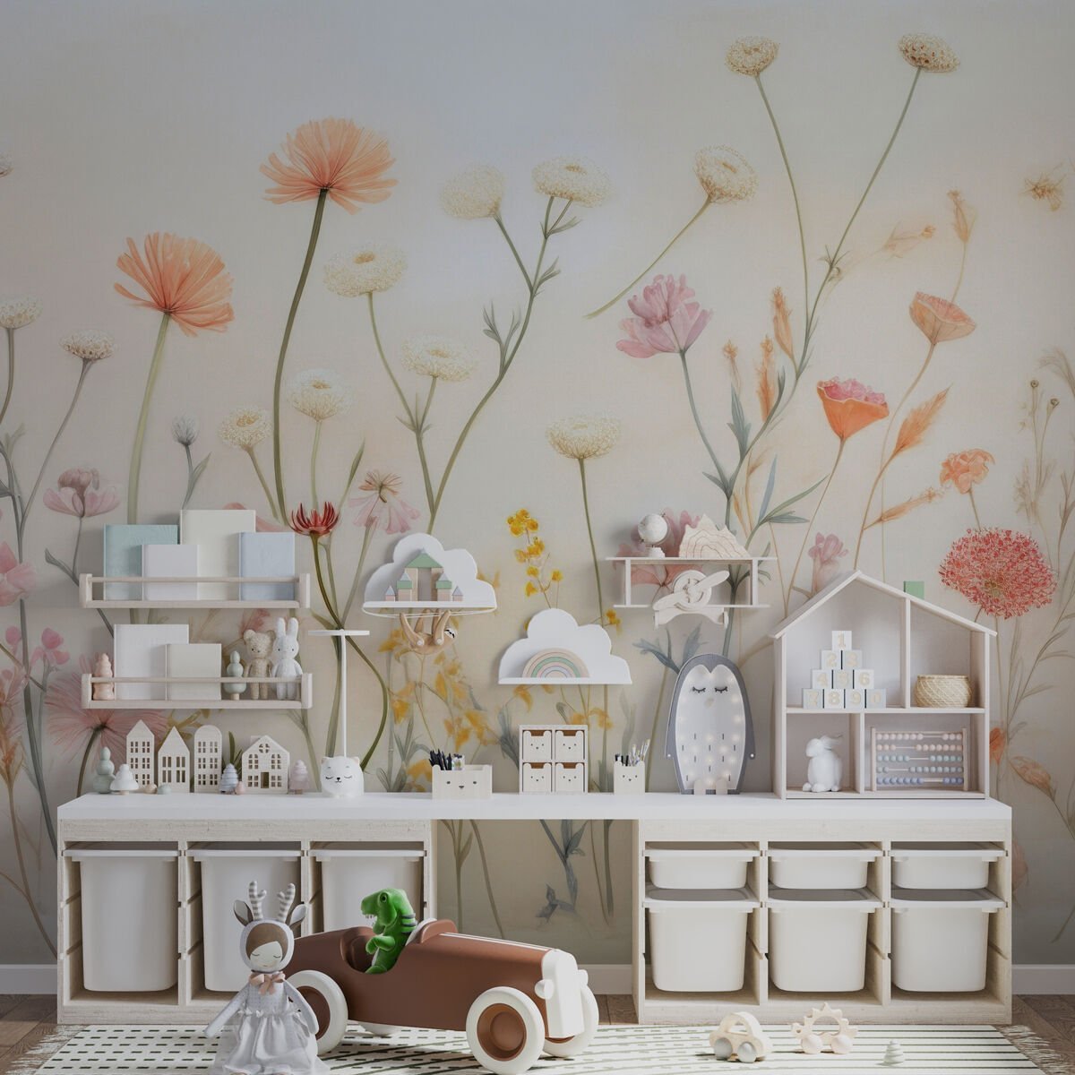 Pastel Çiçekler Duvar Kağıdı