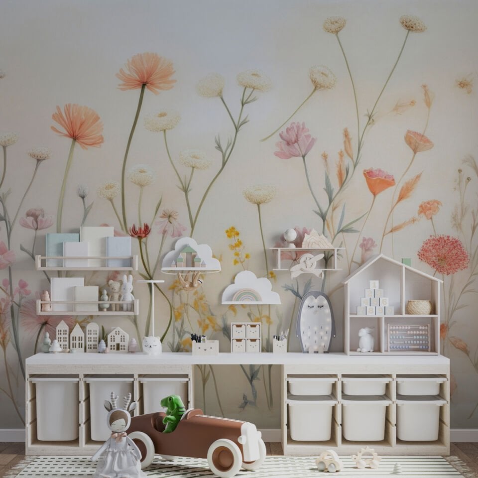 Pastel Çiçekler Duvar Kağıdı