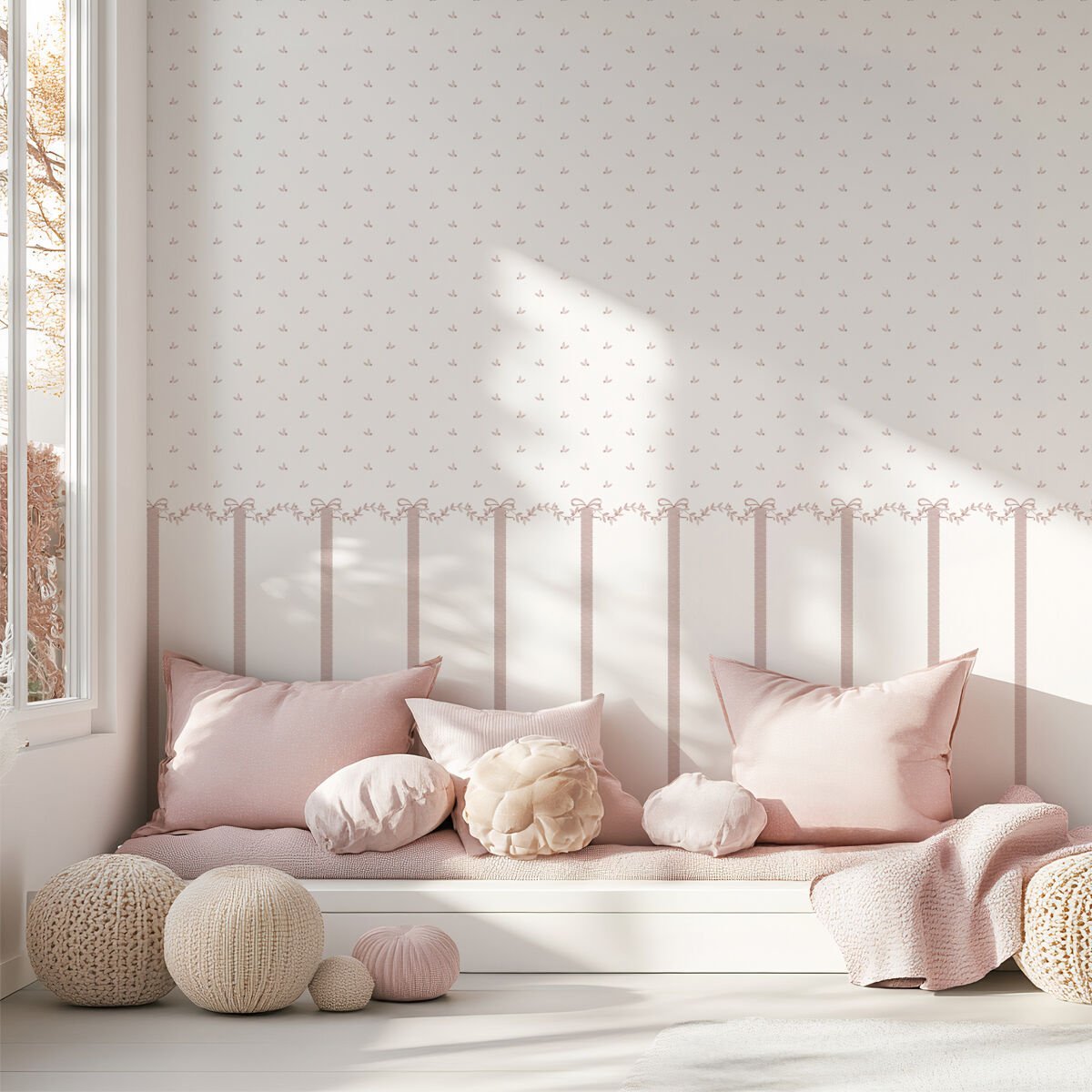 Çiçekler ve Çizgiler Duvar Kağıdı