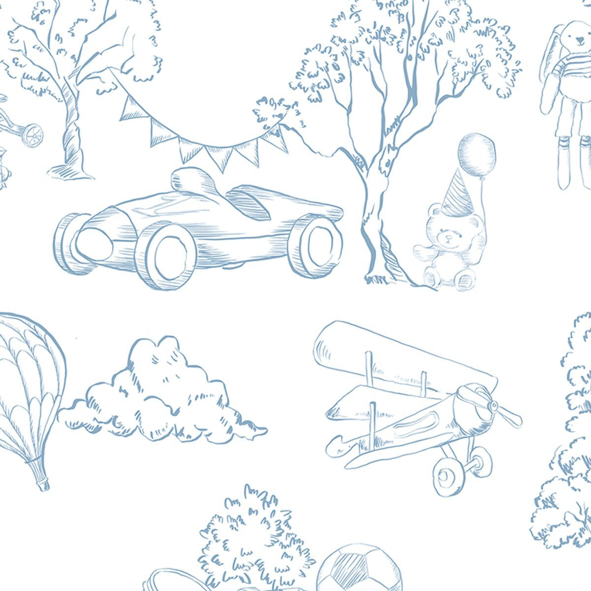 Monokrom Mavi Desenler Duvar Kağıdı