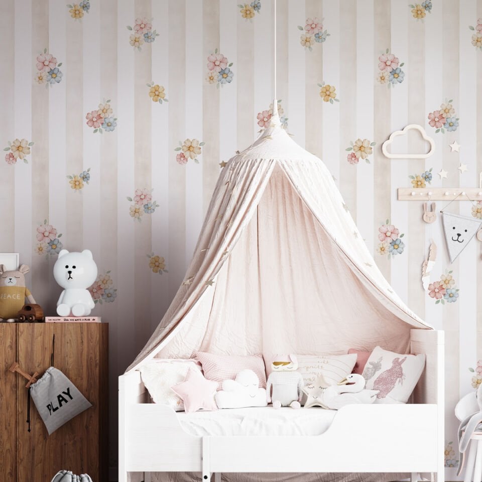 Çizgiler ve Çiçekler  Duvar Kağıdı