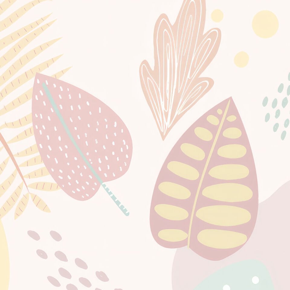 Soyut Çiçekler ve Yapraklar Duvar Kağıdı