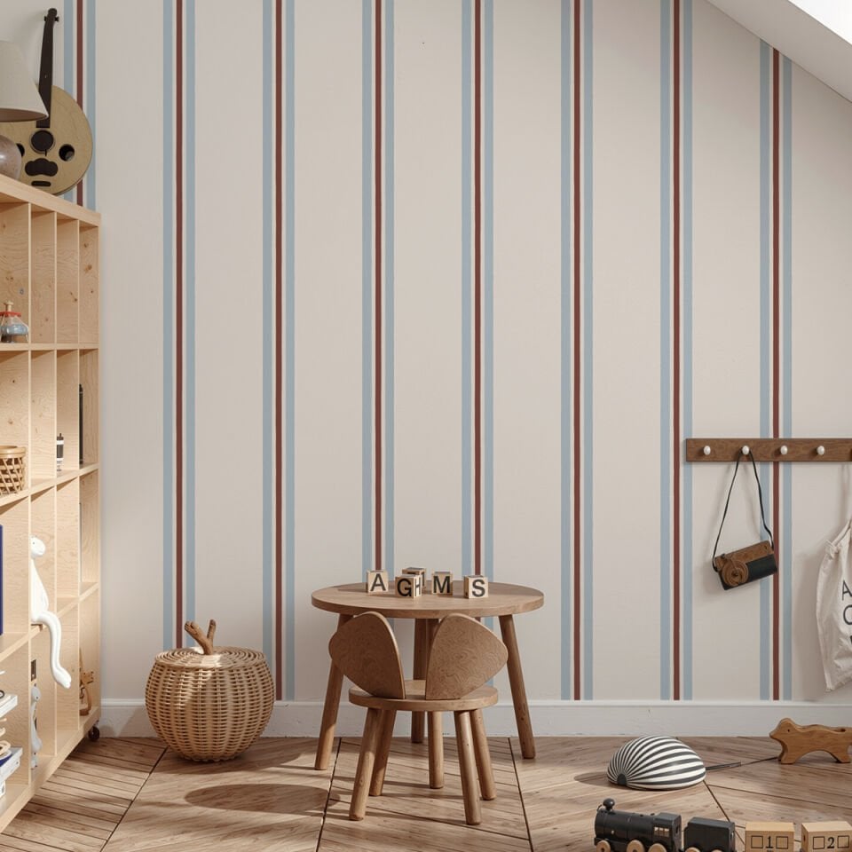 Kırmızı Mavi Çizgiler Duvar Kağıdı
