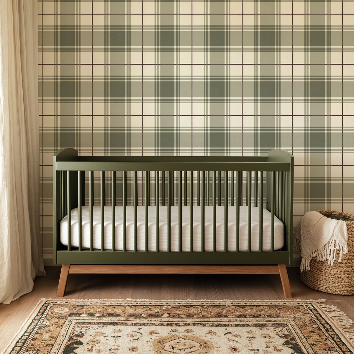 Yeşil Ekose Duvar Kağıdı