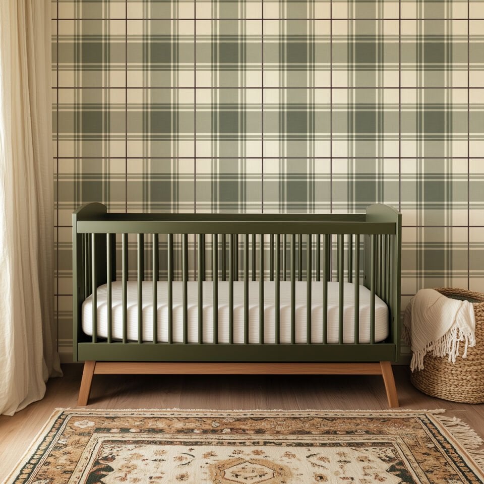 Yeşil Ekose Duvar Kağıdı