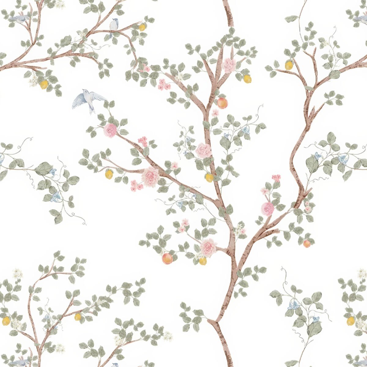 Sarmaşık Yapraklar ve Çiçekler Duvar Kağıdı