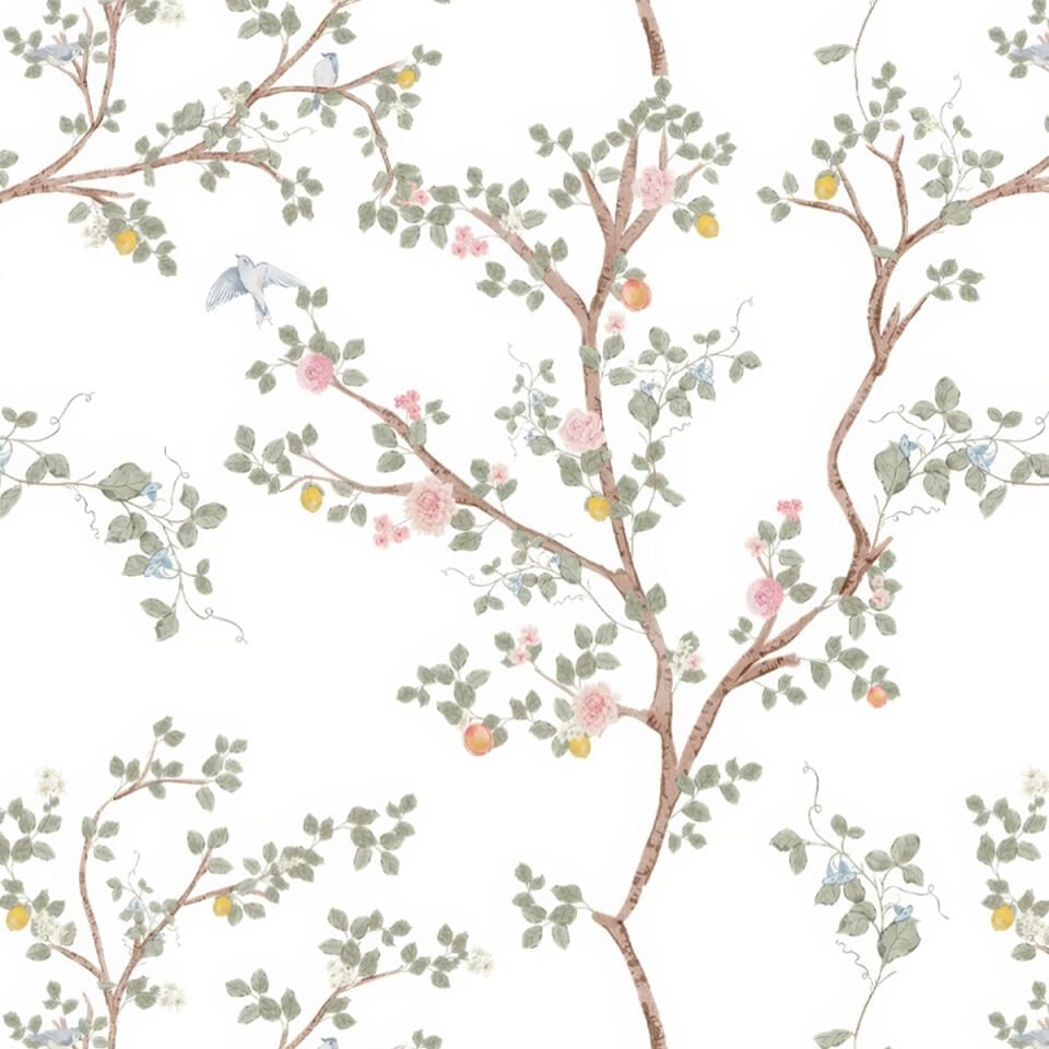 Sarmaşık Yapraklar ve Çiçekler Duvar Kağıdı