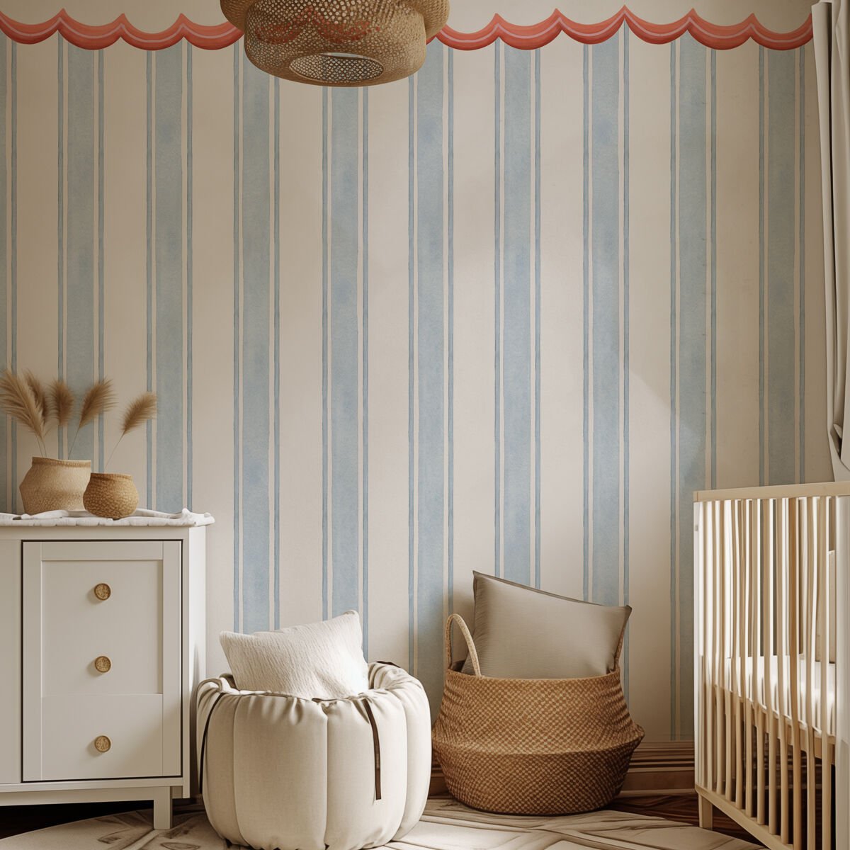 Kırmızı Fırfır ve Mavi Çizgiler Duvar Kağıdı