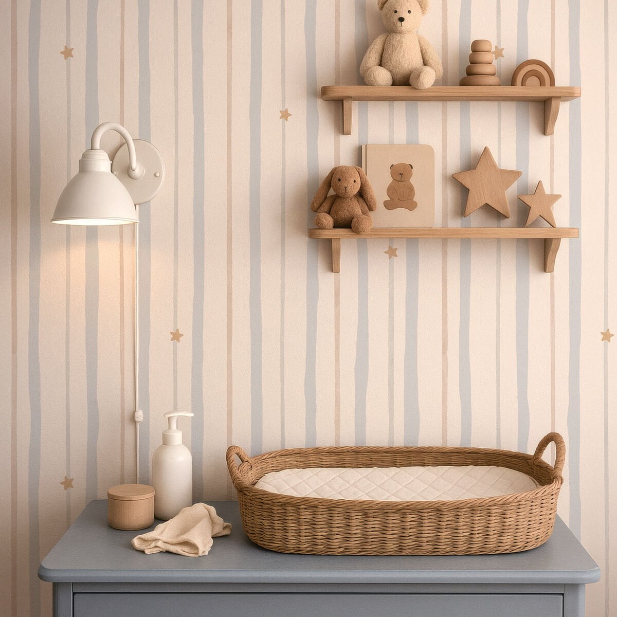 Sulu Boya Çizgiler ve Yıldızlar Duvar Kağıdı