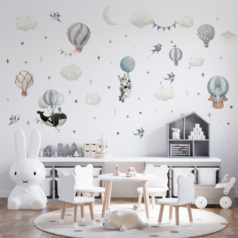 Sevimli Hayvanlar Mavi Sticker