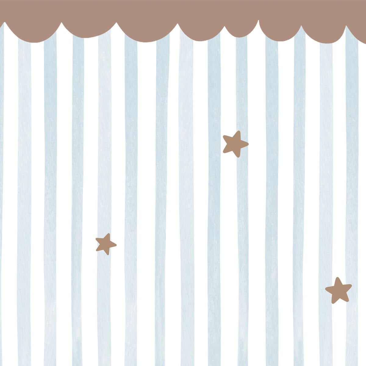 Fırfırlı ve Yıldızlı Çizgiler Bej Duvar Kağıdı