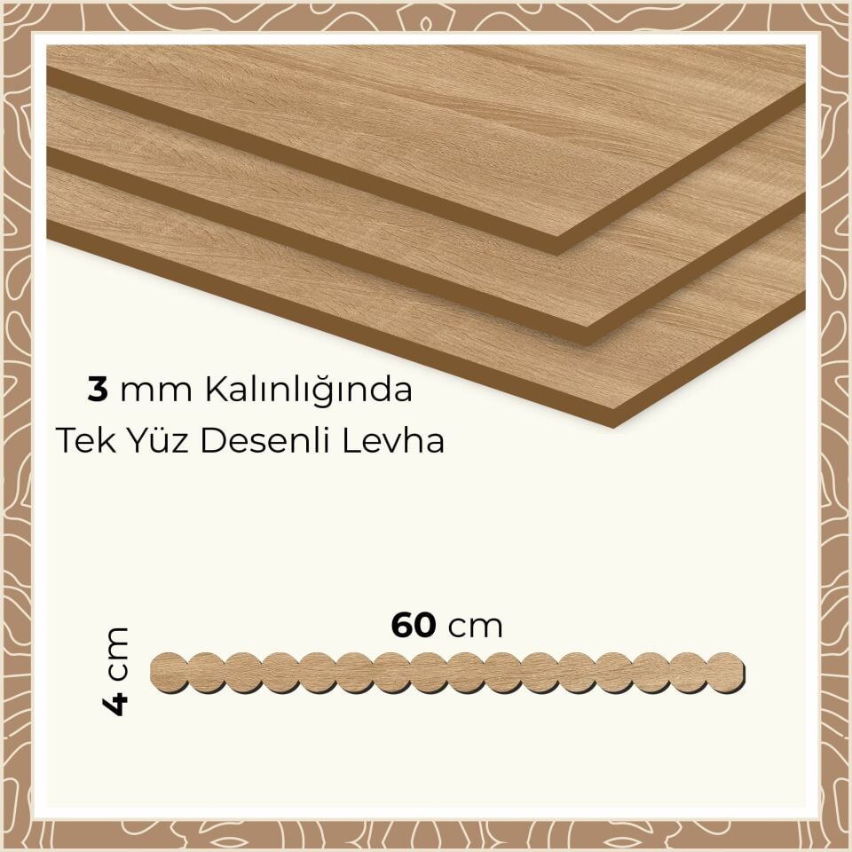 Sıralı Yuvarlak Ahşap Çıta Açık