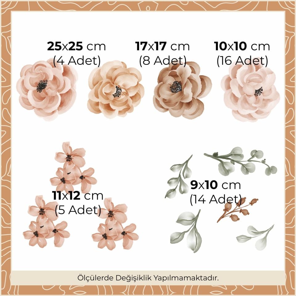 Kahverengi Çiçekler Sticker