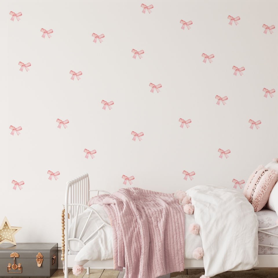 Sulu Boya Kurdeleler Sticker 1-Pembe