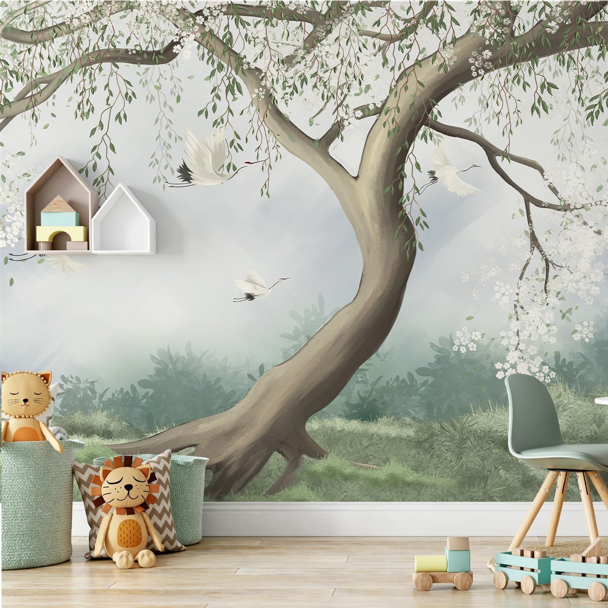 Beyaz Çiçekli Ağaç Duvar Kağıdı