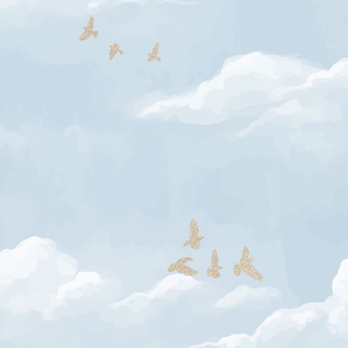 Sulu Boya Bulutlar Mavi Duvar Kağıdı