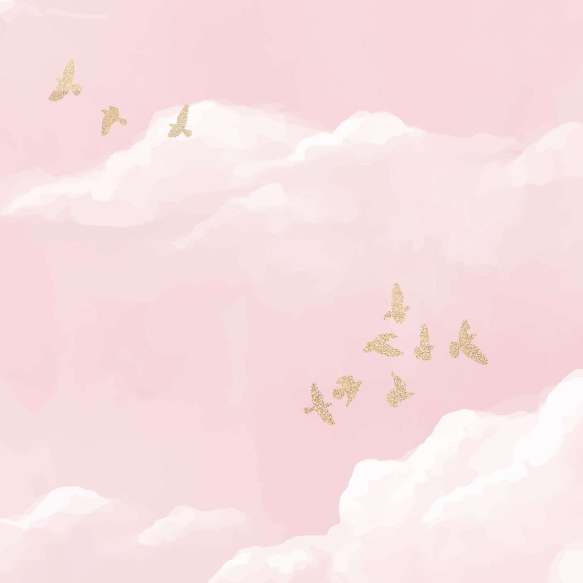 Sulu Boya Bulutlar Pembe Duvar Kağıdı